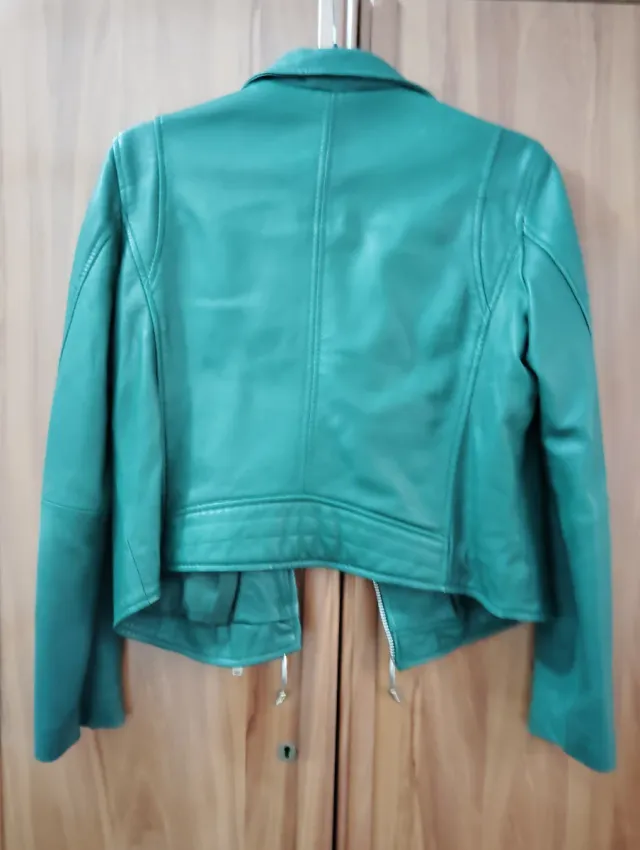 Cazadora Piel Stradivarius Verde Talla M