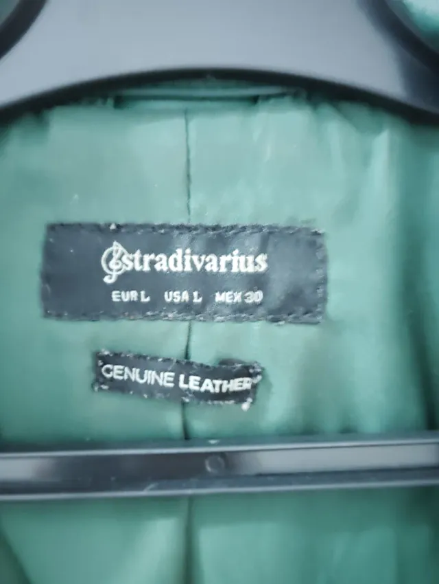 Cazadora Piel Stradivarius Verde Talla M