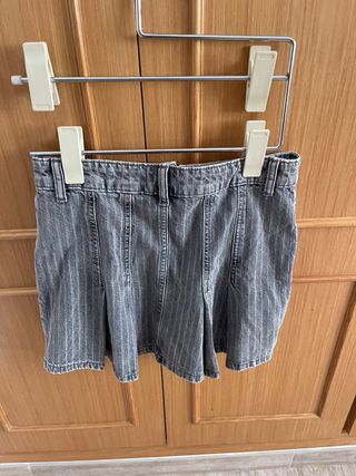 Falda vaquera Zara gris rayas XS
