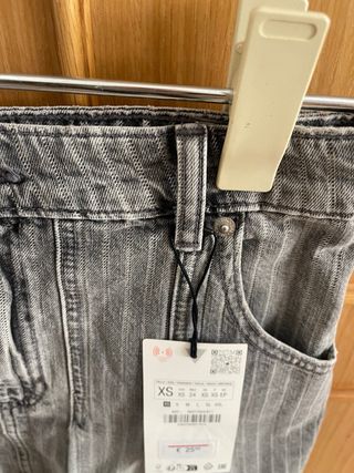 Falda vaquera Zara gris rayas XS