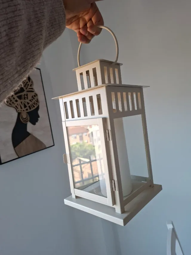 Farolillo blanco con vela ikea