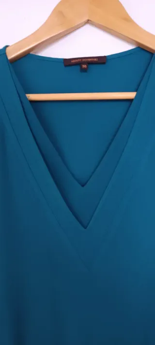 Blusa Mujer Adolfo Domínguez Azul Verdoso talla 38