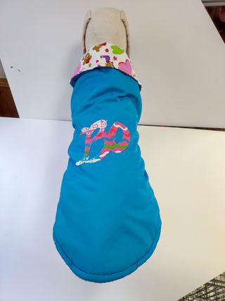 Cappottino per cani blu con ricamo Mis. XXL