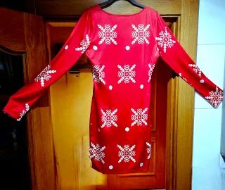 Talla M. Vestido NAVIDAD Mini Manga Larga ELÁSTICO