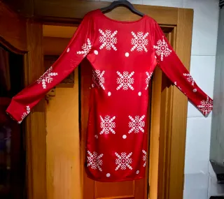 Talla M. Vestido NAVIDAD Mini Manga Larga ELÁSTICO