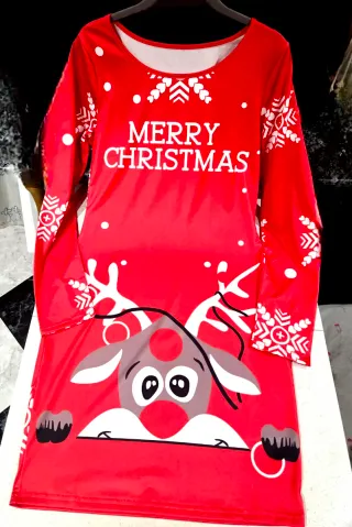 Talla M. Vestido NAVIDAD Mini Manga Larga ELÁSTICO