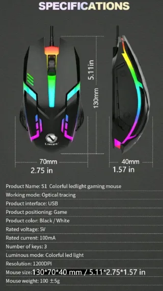 Ratón Gaming LIMERIE RGB Efecto Respiración