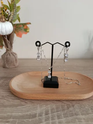 Conjunto collar y pendientes plata