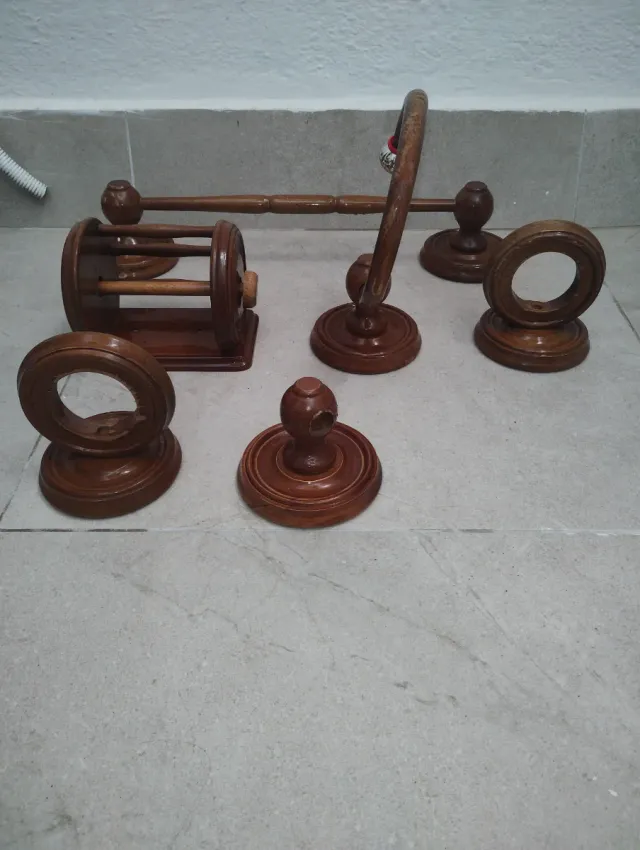 Conjunto Accesorios Baño Madera Marrón