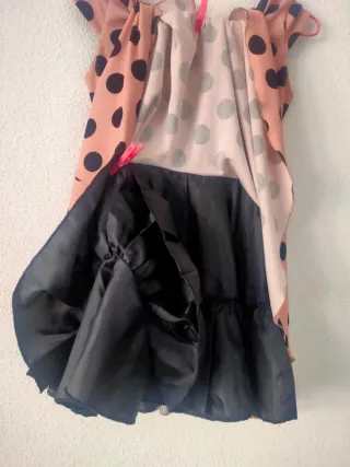 Vestido lunares rosa y negro toque flamenco