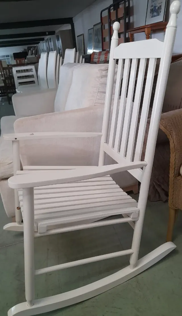 Silla Mecedora Blanca Madera