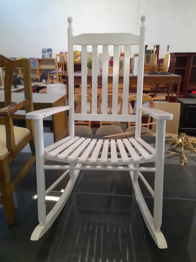 Silla Mecedora Blanca Madera