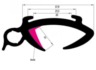 Perfil goma de ventana caravana 30mm