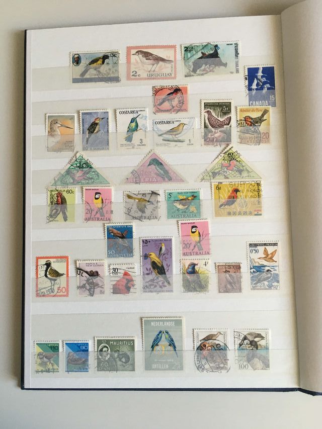 Classificatore con francobolli a tema uccelli