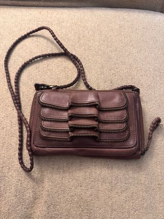 Bolso/Cartera Zara Marrón Piel Cremalleras