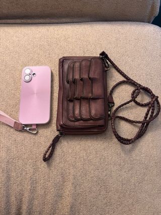 Bolso/Cartera Zara Marrón Piel Cremalleras