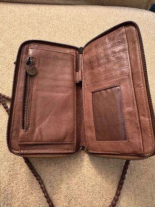 Bolso/Cartera Zara Marrón Piel Cremalleras