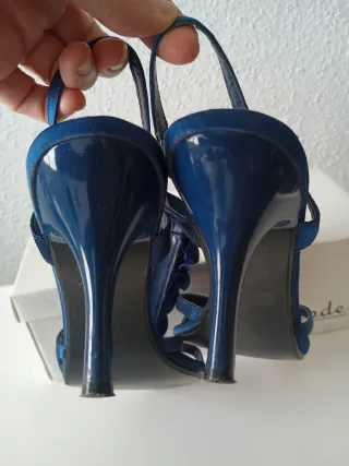 Sandalias fiesta Azul Flores Tacón aguja N37