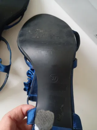 Sandalias fiesta Azul Flores Tacón aguja N37