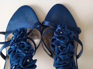 Sandalias fiesta Azul Flores Tacón aguja N37