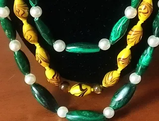 Collana malachite vetro Murano soffiato anni 70