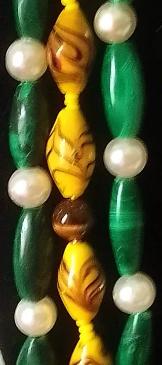 Collana malachite vetro Murano soffiato anni 70