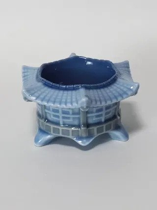 Portacandele in porcellana Lladró blu e grigio