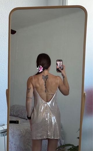 Vestido Lentejuelas Zara Dorado