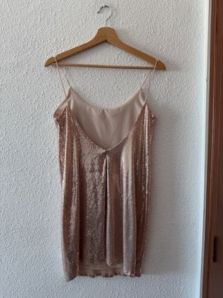 Vestido Lentejuelas Zara Dorado