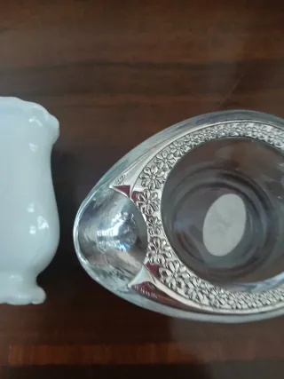 Set 9 elementi vintage cristallo, vetro, argento