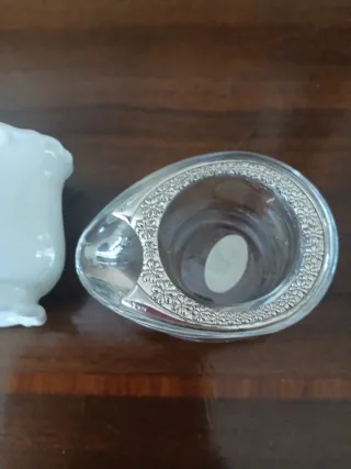 Set 9 elementi vintage cristallo, vetro, argento