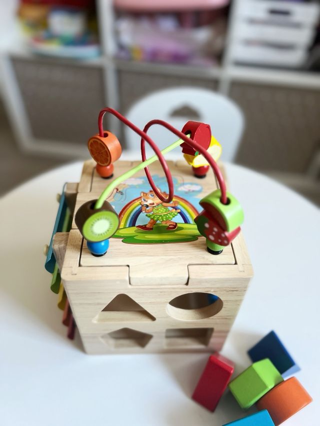 Cubo Actividades Montessori Madera 6 en 1