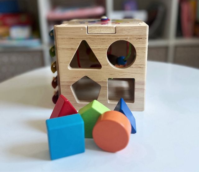 Cubo Actividades Montessori Madera 6 en 1