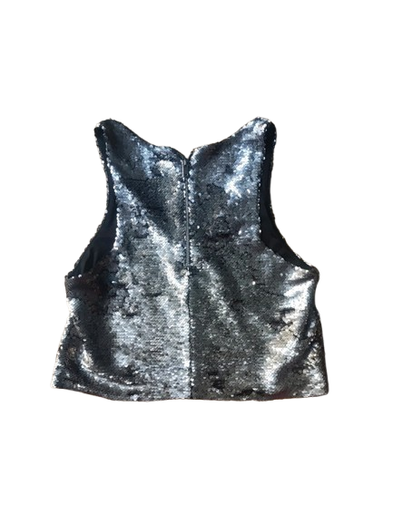 Top lentejuelas plateado Mango Talla S