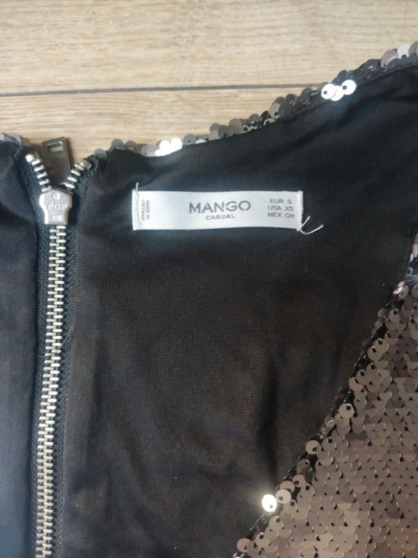 Top lentejuelas plateado Mango Talla S