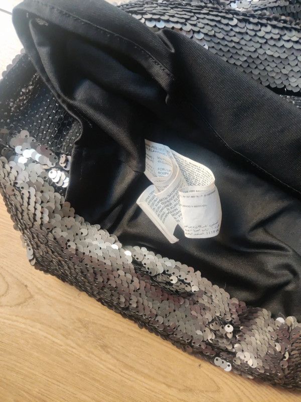 Top lentejuelas plateado Mango Talla S