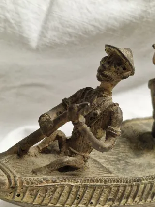 Scultura in metallo Barca con Uomini