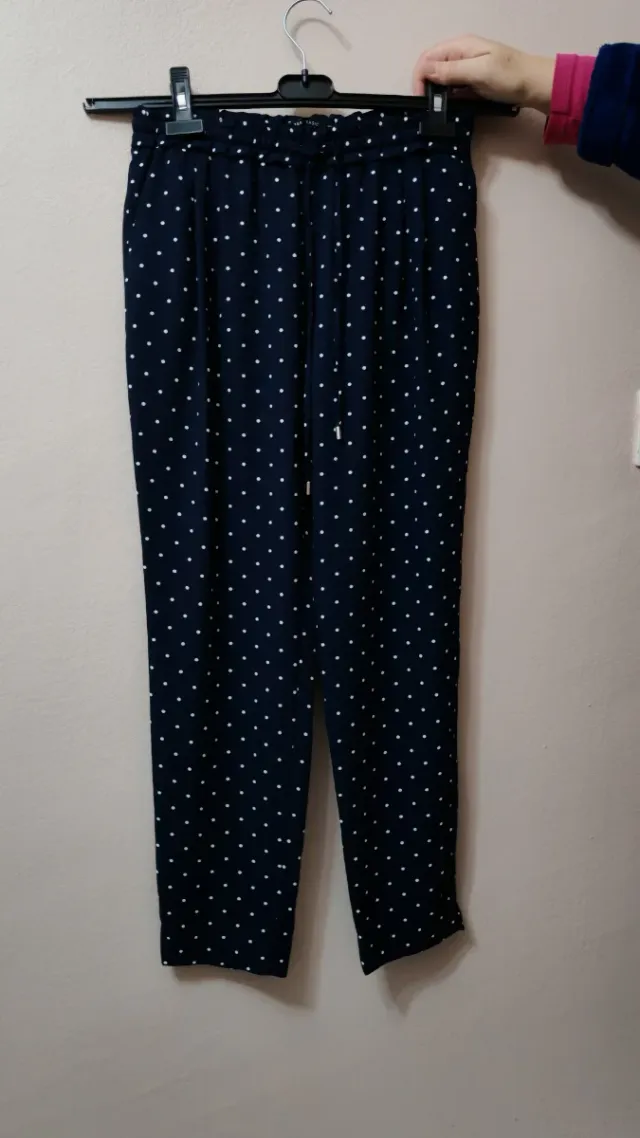 Pantalón Zara Talla S Lunares Azul Blanco