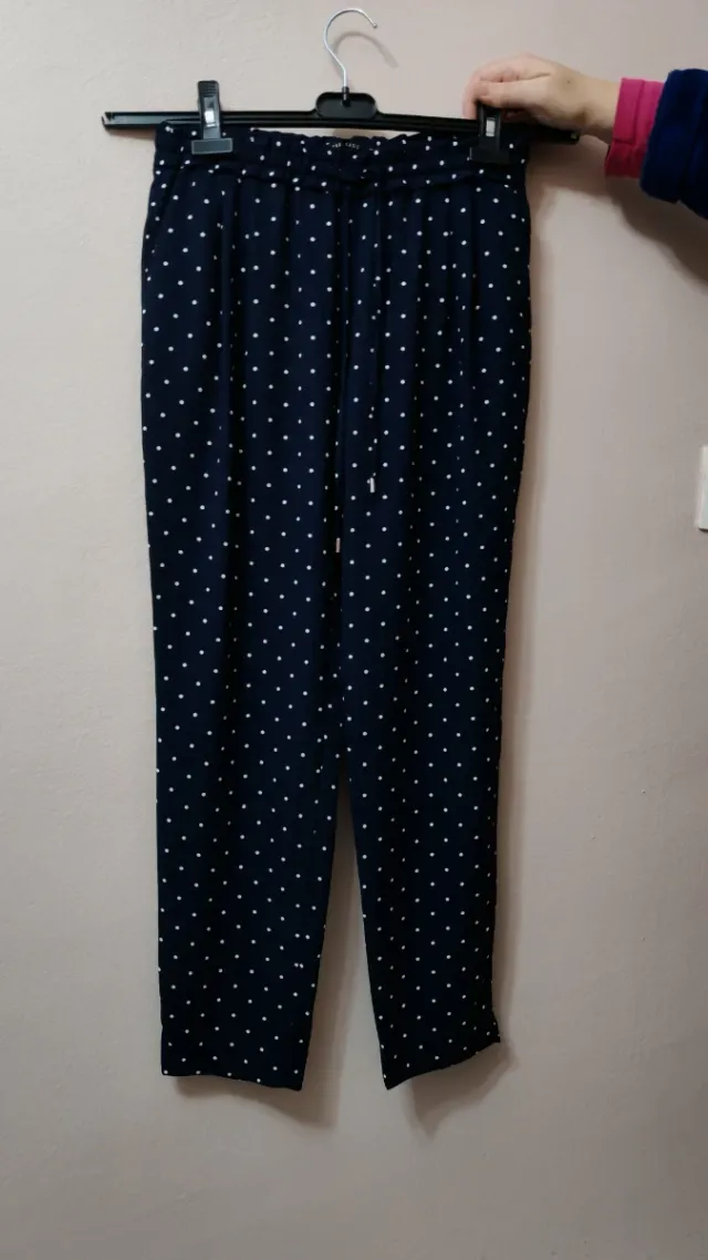 Pantalón Zara Talla S Lunares Azul Blanco