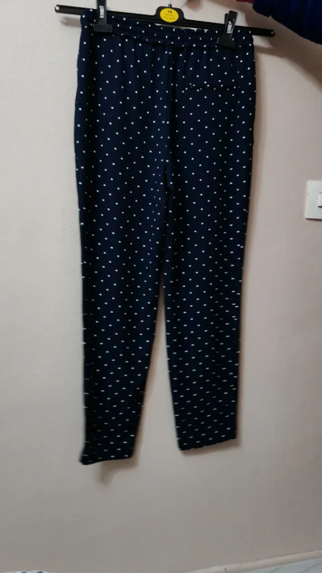 Pantalón Zara Talla S Lunares Azul Blanco