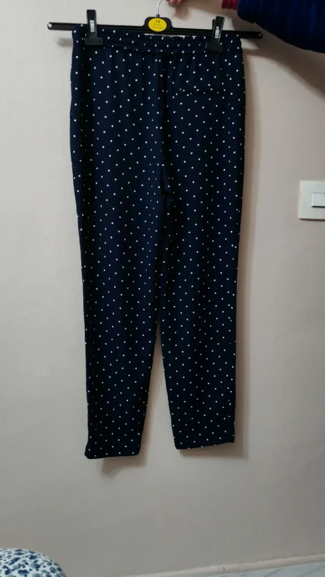 Pantalón Zara Talla S Lunares Azul Blanco