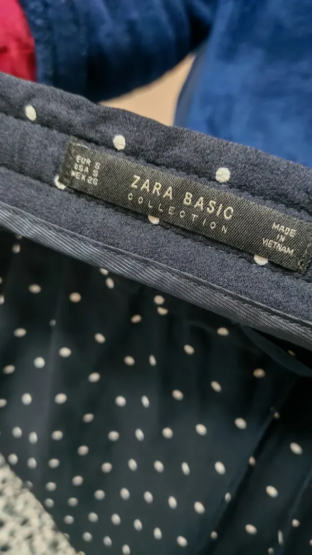 Pantalón Zara Talla S Lunares Azul Blanco