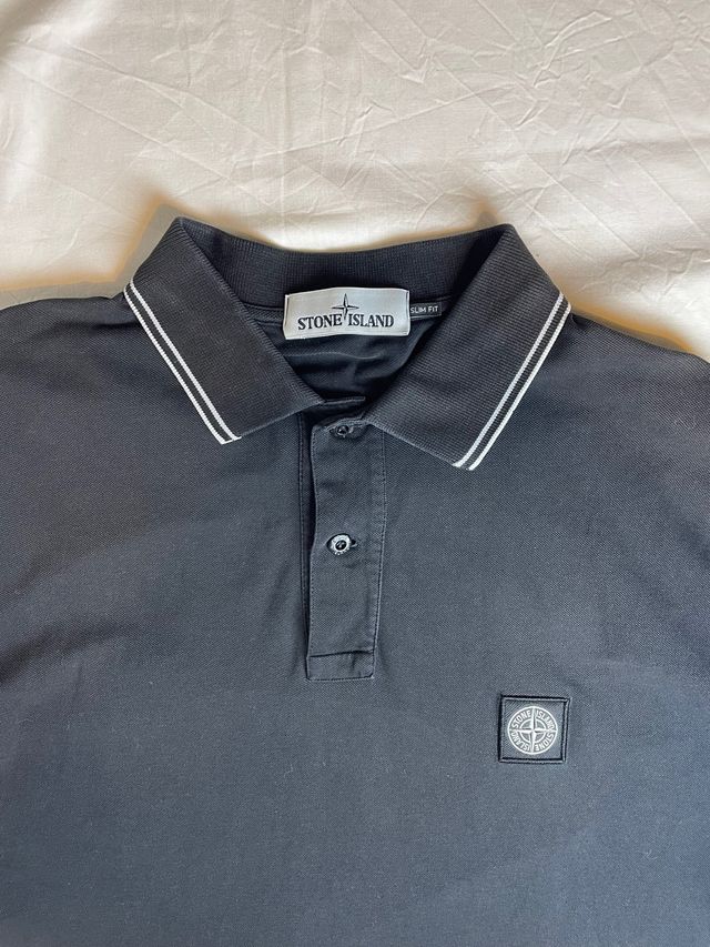 Polo Stone Island Nero Slim Fit