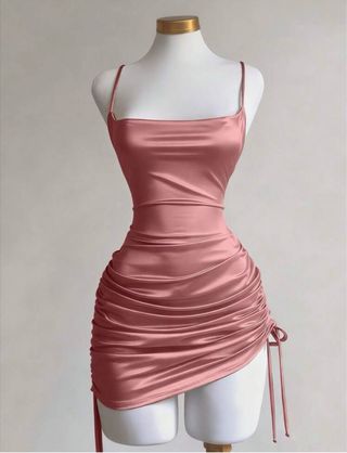 Vestido satén naranja rojizo