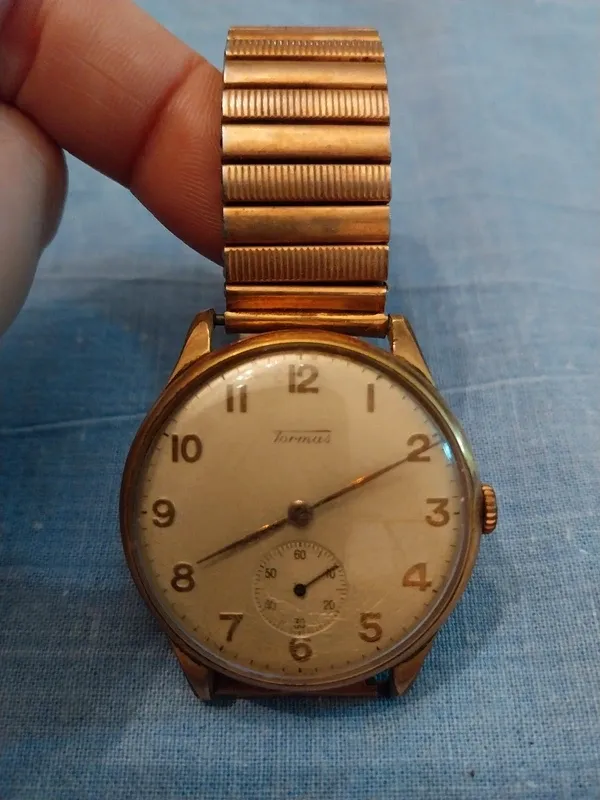 Relógio Tormas Vintage Dourado Anos 50