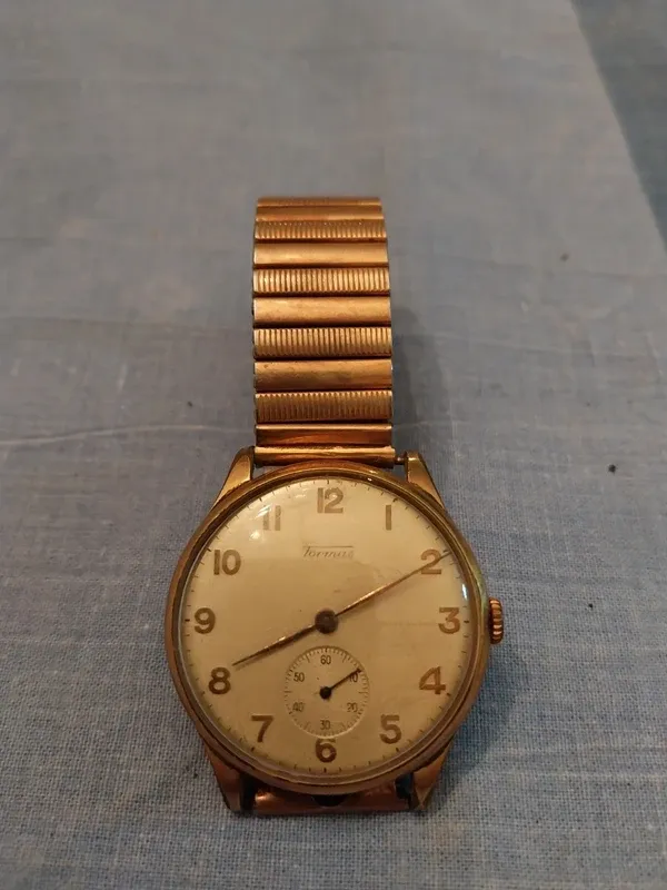 Relógio Tormas Vintage Dourado Anos 50