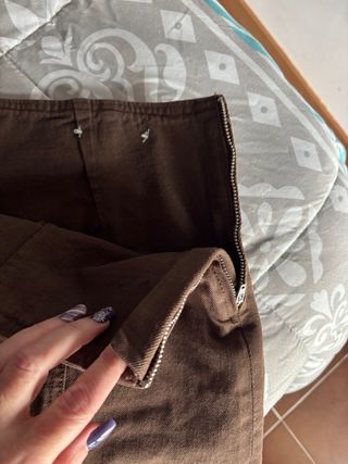 Falda pantalón vaquera marrón, casi nueva