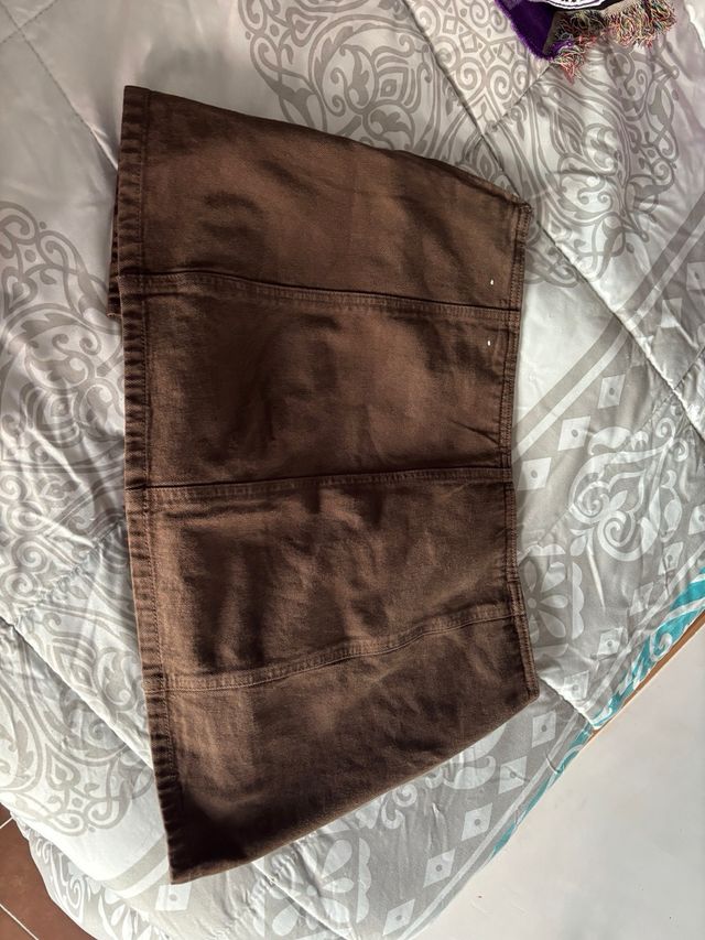 Falda pantalón vaquera marrón, casi nueva