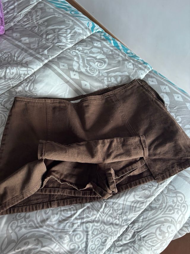 Falda pantalón vaquera marrón, casi nueva