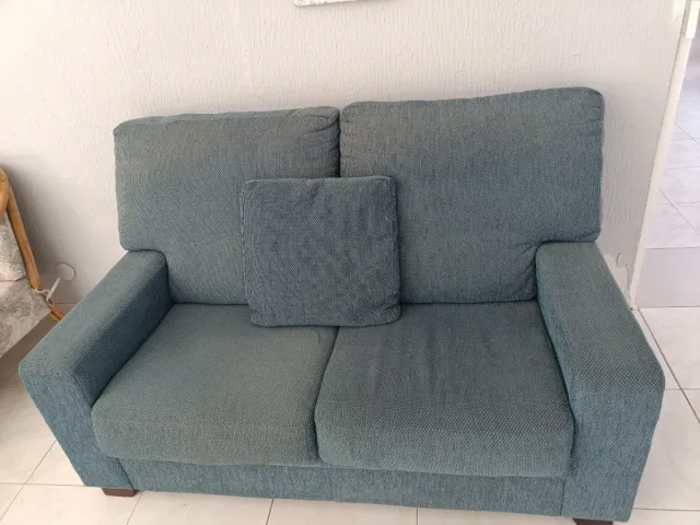2 Sofás de 2 plazas azul/gris